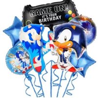 2026 NEW Cartoon Birthday Party Supplies Set Blue Sonic Scene Decoration Aluminum Foil Toy Balloon Set Children's Gift