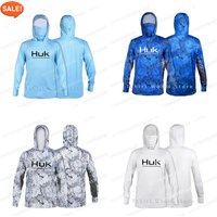 HUK Fishing Shirts UPF 50+ Hooded Fishing Clothes Sun Protection Long Sleeve Hoodie Men's Outdoor Summer Jersey Camisa De Pesca