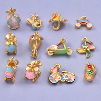 6/12pcs/lot 3D Cute Girls Charms Helicopter Bicycle Hot Air Balloon Windmill Rainbow Plane Lovely Pendants DIY Jewelry Making
