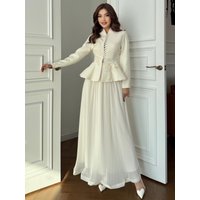 Luxury Embroidery 2 Piece Sets Women Outfits Spring Clothing Women Full Sleeve Top Long Skirt Suit Elegant Two Pieces Dress Sets