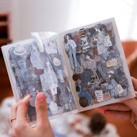 Morning Rain Japanese-Style Girl Sticker Book Ins-Style Die-Cut Young Girl Character Journal Scene Collage Decoration Pet Stickers
