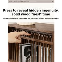 Black Walnut Automatic Bounce CD Storage Cabinet Desktop CD Shelf PS4 Game Disc Shelf DVD