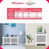 White MDF Radiator Cover with Top Shelf, Wall Mounting Brackets, 3 Sizes (S/M/L) for Home Decor