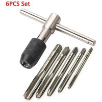 6 in 1 Ratchet T Tap Adjustable Holder Wrench With M3-M8 Screw Machine Hand Tool Thread Metric Plug T-shaped Tapping Tools
