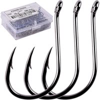 Aorace 100pcs/Box Fishing Hooks Iseama Circle Carp Eyed Fishing Hook Set Size 2-15# Ring Eye Japan Fishhooks Single Jig Hook