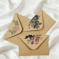 20/50pcs Kraft Paper Floral Envelope & Colored Paper Set - Premium Invitation Letter Paper for Wedding Valentine Greeting Cards
