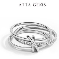 ATTAGEMS 2025 New Moissanite Ring DVVS1 Diamond S925 Sterling Silver 3 Ring Connect Design Engagement Jewelry for Women Men Gift