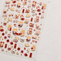 1PCS Whimsical Pet Pattern Cat Nail Stickers Kitten in Cup Bow Nail Supplies Spring Floral Iridescent Finish Design Stickers