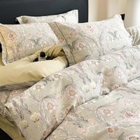 60S Long Staple Cotton Satin Bedding Sets Digital Printed Quilt Cover Set Skin Friendly Ultra Soft Bedclothes for All Seasons