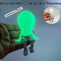 3D Printed Glowing Bulb Figurine Glow-in-the-Dark Plastic Bulb Desktop Ornament Novelty Simulation Luminous Sitting Figure