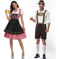 Women Adult Bavaria Oktoberfest Dress Waitress Maid Dress Man Dirndl Lederhosen Beer Carnival Party Outfit Fancy Dress