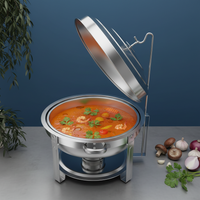 7.5L Round Hinged Lid Chafing Dish, 410 Stainless Steel Buffet Food Warmer, Countertop Catering Chafer for Banquet Party Restaur