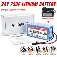 Viedakes 24V 100Ah 7S3P 18650 Li-ion Battery Pack with 29.4V charger for wheelchair ,scooter Lithium Ion Battery Pack 2A Charger