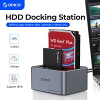 ORICO Hard Drive Docking Station with Offline Clone Aluminum Alloy Dual Bay USB C to SATA Hard Drive Dock for 2.5 or 3.5 HDD