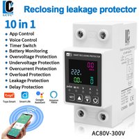 Tuya WiFi Digital Display Intelligent Current and Voltmeter 10 in 1 AC energy meter APP Control DIN Electrical Energy Meter