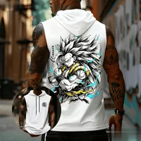 Dragon Ball Vegeta Anime Men Tank Top Sleeveless Hooded Shirt Streetwear Summer Graphic Tee Muscle Vest Gym Workout Casual Tops