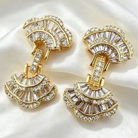Juya 18K Gold Plated Decorative Sector Fastener Connector Lock Clasps Accessories For DIY Needlework Beads Pearls Jewelry Making