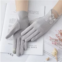 AliExpress NONE Lace Sun Protection Gloves Summer Simple Women's Outdoor Cotton Touch Screen Thin Breathable Driving Short Cycling Gloves