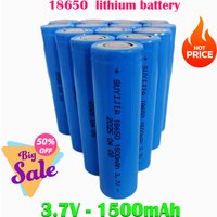 18650 Lithium Battery 3.7V 1500mAh Rechargeable Battery 10A Real Capacity for High Power Flashlight LED Light +4.2V1A Charger