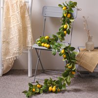 Artificial lemon wreath with green plants home door wall cover wedding holiday party dining table decoration
