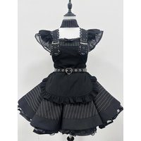 Halloween Gothic Lolita Black Punk Style Dress Women Comic Con Cosplay Costume Maid Servant Adult Party Performance Dress Up