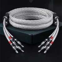 Câble audio pour haut-parleur HiFi 8AG en argent sterling, 1 paire, cordon de haut-parleur à 16 cœurs pour systèmes Hi-fi