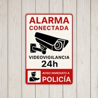 Spanish "Surveillance Alarm Notice" Metal Sign - Vintage Security Camera & Alarm System Wall Art, Easy to Install, Durable Me