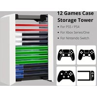 Video Game Storage Tower (12 CD Disc Blu-ray Case) Universal DVD Holder Shelf Rack Stand Vertical Organizer For Switch PS5 Plays