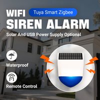 Tuya Smart Zigbee/Wifi Siren Alarm Waterproof Outdoor, 95dB Loud, Solar/USB Power Optional, Remote Control IPXS Waterproof