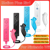 2 w 1 Zestaw kontrolerów do Nintendo Wii z opcjonalnym Motion Plus, bezprzewodowy joystick z silikonowym etui do gier wideo