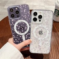 INS Luxury Small Floral Transparent Case For iPhone 11 12 13 Pro 14 15 16 17 Pro Max ShockProof Silicone Soft For Magsafe FUnda