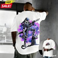 Anime Digimon Harajuku Beelzebumon Men's Vintage Summer T-Shirt Loose Women's Streetwear Casual Sports Cotton Short Sleeve Tee