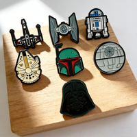 7pcs Star Wars Enamel Pin Set Featuring Stormtrooper Darth Vader Millennium Falcon Death Star & R2-D2 Robot Brooch Collection