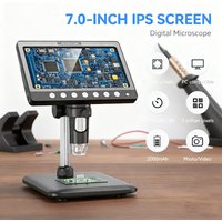 7" LCD Coin Microscope 50X-1200X Magnifier 5MP HD Digital Microscope 8 LED Lights for Electronics Repair Soldring PC View Gifts
