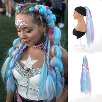Allaosify Synthetic Hair Ladies 24-inch Colorful Bubble Ponytail, 5-strand braids, and vocal braids for beauty