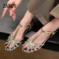 ZAROY Narrow Strap Hollow Flat Sandals Summer Gladiator Casual Roman Style Women Cage Shoes Vacation Beach Sandalias санда