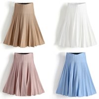 Women Knitted Pleated Skirts Autumn Winter Knitted Fashion Girl Clothes Midi High Waist One-Pieces Elastic Female Vestidos