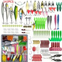 Fishing Lure Set 18/21/59/142pcs Mixed VIB Lure Kit Soft Lure Minnow Popper Hooks All Fishing Accessory Fresh Water
