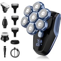 Electric Head & Body Hair Shaver for Mens Cordless Rechargeable Wet/Dry Skull Bald Head Razor with Rotary Blades,Nose Trimmer