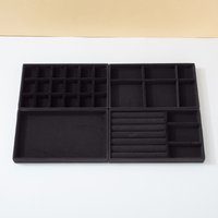 Black Jewelry Organizer Velvet Jewelry Storage Tray Display Ring Bracelet Necklace Storage Box Showcase Drawer