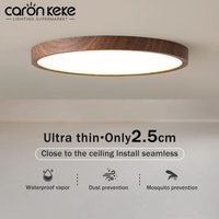 Nowoczesna lampa sufitowa LED Okrągła ultracienka drewno zbożowe Orzech Dekoracyjne światło Sypialnia Jadalnia Salon Wewnętrzne oświetlenie domu