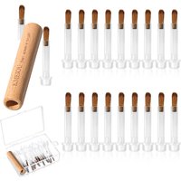 20pcs Disposable Nail Polish Brushes with Box Wood Handle Gel Polish Replacement Brush Box Set for Dip Base Coat Salon Tools