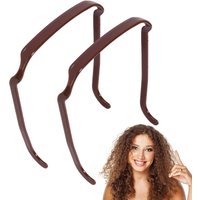 2Pcs Brown No-Slip Hair Band for Curly Hair, Invisible Plastic Headband, Non-Slip Hair Holder for Women, Perfect for Thick & Wavy Hair