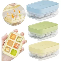 6Grid Push Ice Cube Mould Ice Compartment Mini Summer Ice Mould Ice Storage Box Home Square Silicone Ice Cube Mould with Lid