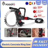 Podofo 9800W 220V 16.1" Borstelloze Ringbetonzaag Elektrische Betonzaag Hoge Vermogen Wandring Zaagmachine Voor Graniet Porselein Hout Steen