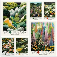 Japanses Yayoi Kusama Inspired Botanical Tokyo Museum Poster Japandi Colorful Floral Artwork Canvas Painting Wall for Home De