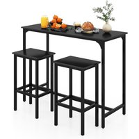 Industrial Style Metal Breakfast Bar Set with Spacious Tabletop, Counter Height Table and Stools for Dining or Living Room (Blac