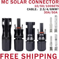 10/50/100Sets Solar Stecker Stecker 30A 50A 1500V für Solar Panel Stecker UV Beständig Festland China MC Kabel 2,5/4/6mm2