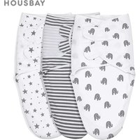 0-3M Newborn Baby Swaddle Wrap 100% Cotton Baby Sleeping Bag Stars Elephant Diaper Cocoon Swaddle Blanket Receiving Blankets