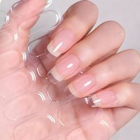16Tip/Sheet Semi Cured Gel Nail Polish Sticker Full Cover UV Gel Sticker Nail Strips Clear White Pink Nail Wrap Decals with File